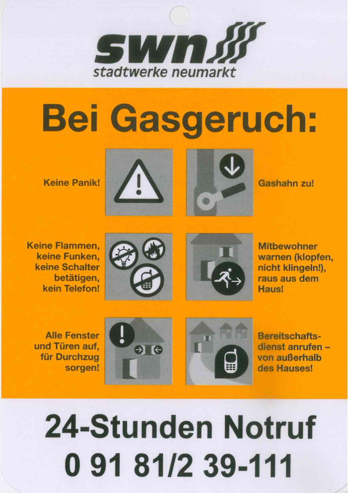 Verhalten bei Gasgeruch - Stadtwerke Neumarkt